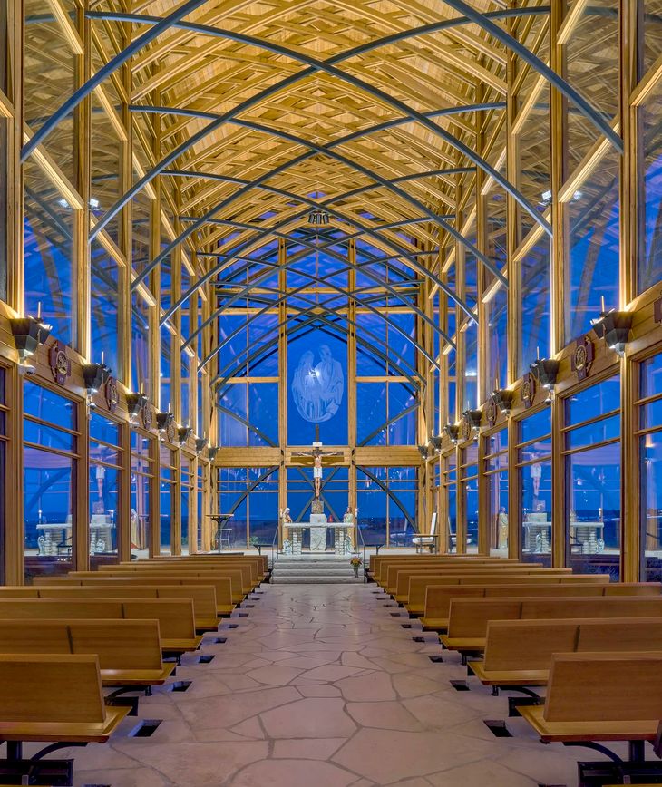 fancy staircase around a pointed triangular structure